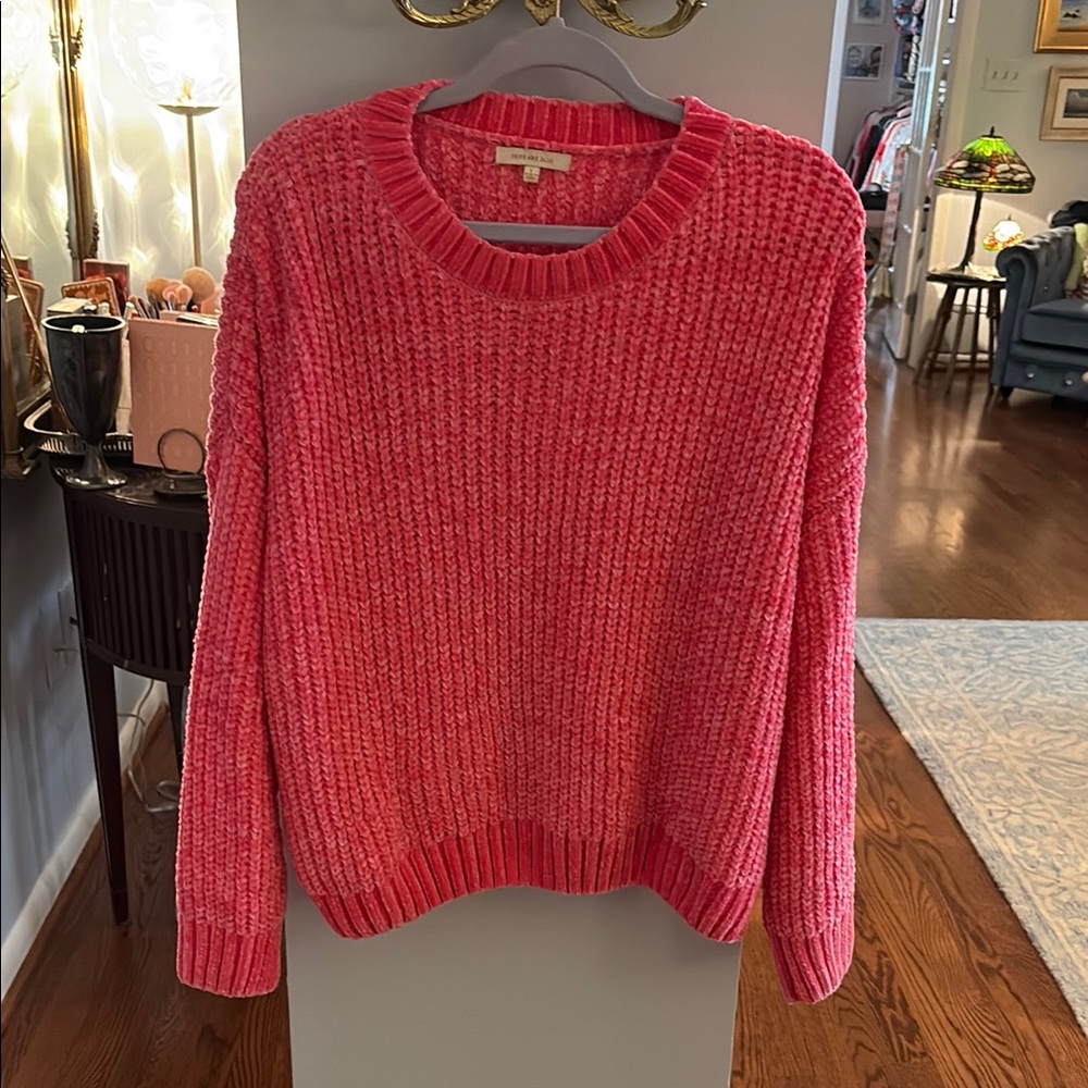 Skies Are Blue Pink Crew Neck Sweater